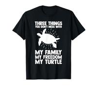tre cose che non scherzi con la mia famiglia tartaruga rettile Maglietta