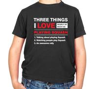 Tre Cose i Love Squash - T-Shirt - Racchetta Player Court Divertente Sfera