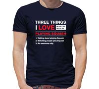 Tre Cose i Love Squash - T-Shirt - Racchetta Player Tribunale Divertente Ball