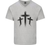 Tre Croci Grunge Gothic T-Shirt In Cotone Con Collo A V Per Uomo