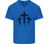 Tre Croci Grunge Gotiche Uomo V-Neck T-Shirt In Cotone