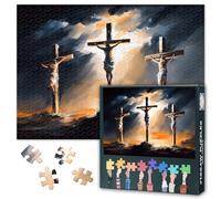 Tre croci sui puzzle Kalgata per adulti, 1000 pezzi, puzzle Gesù Cristo, per compleanno, impossibile, difficile, impegnativo, per la famiglia, per interni, per la casa, 50 cm x 70 cm