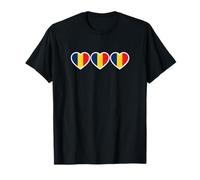 Tre Cuori Bandiera Romania Regalo Orgoglio Rumeno Maglietta