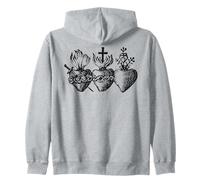 Tre Cuori del Sacro Cuore di Gesù Maria Giuseppe Felpa con Cappuccio