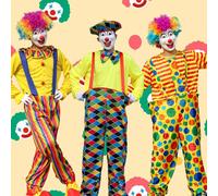 Tre diversi stili di costumi da clown felici, tute buffeanti da adulto con ruolo da Joker, solo vestiti, senza parrucca colorata, maschera, guanti o scarpe stile A (4XL),stile A (5XL),Stile B (4XL),St