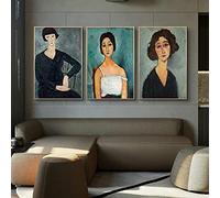 Tre Donne Ritratto Amedeo Modigliani Christina Dipinti su Tela Wall Art Retro Astratti Poster e Stampe Quadri su Tela 40x30cmx3pcs Frame interno