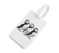 Tre etichette per bagagli con uccelli Puffin per valigie Etichetta per bagagli in TPU Carino etichette per borsa da viaggio bianche