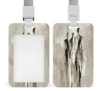 Tre figure alte nero bianco astratto ID porta badge clip retrattile porta carte di credito protettore nome badge nome tag per lavoro ufficio medico infermiera