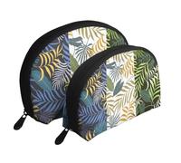 Tre foglie tropicali, Borsa per trucco a conchiglia Portamonete da donna Borsa da toilette piccola Borsa per cosmetici 2 pezzi