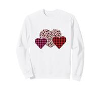 Tre Forme di Cuore con Motivo Leopardato e Scozzese Felpa
