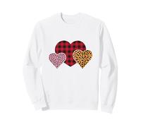 Tre Forme di Cuore con Motivo Leopardato e Scozzese Felpa