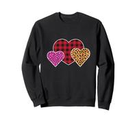 Tre Forme di Cuore con Motivo Leopardato e Scozzese Felpa