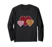 Tre Forme di Cuore con Motivo Leopardato e Scozzese Maglia a Manica