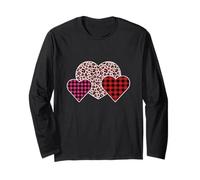 Tre Forme di Cuore con Motivo Leopardato e Scozzese Maglia a Manica