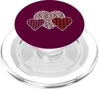 Tre forme di cuore con motivo leopardato e scozzese PopSockets PopGrip per MagSafe