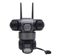 Tre Fotocamera di Sicurezza delle Lenti, Telecamera WiFi da 2 MP Esterno, Audio a Due Vie, Allarme Vocale, con Staffa e Alimentazione, Rilevamento (Spina europea)