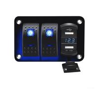 Tre Gang Blue Led Multiplo Pannello Combinazione Interruttori Per Auto Marine Rv Camion Con Dual Usb Veloce Porte di Ricarica E Reale Digitale Tensione Monitoraggio Display