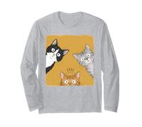 Tre Gatti curiosi Che sbirciano Amici felini Maglia a Manica