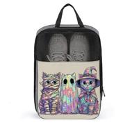 Tre gatti diversi costumi di Halloween Neon Shoe Bag per viaggi uso quotidiano Anti-polvere Storage Carrier Golf Shoe Pouch