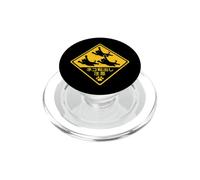 Tre gatti neri che volano su un cartello stradale dal Giappone Divertente PopSockets PopGrip per MagSafe