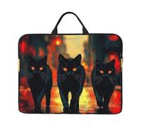 Tre Gatti Neri Sulla Strada Notebook Custodia Con Maniglia Laptop 14 Pollice Computer Sleeve Per Le Donne Degli Uomini Copertura Imbottita Borsa Del Computer Portatile