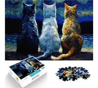 Tre gatti sotto la luna puzzle 1000 pezzi per adulti Giocattoli che creano dipendenza e sfidano l'intelligenza del cervello Ottimi regali e giocattoli 38x26cm