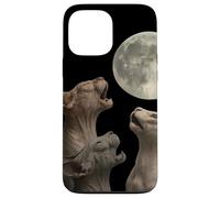 Tre gatti Sphynx che si attendono alla luna piena Gatti senza peli ululano Custodia per iPhone 13 Pro Max