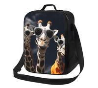 Tre giraffe che indossano occhiali da sole Borsa per il pranzo per donne uomini adulti Borse per il pranzo isolate a prova di perdite Borsa termica riutilizzabile Contenitore per il pranzo con
