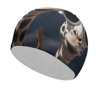 Tre giraffe che indossano occhiali da sole cuffie da nuoto per adulti donne e uomini, cappello da piscina leggero ed elastico, cuffie da nuoto per piscina, spiaggia, nuoto sul giro, protezione per le