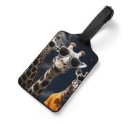 Tre giraffe che indossano occhiali da sole, etichette personalizzate per bagagli con copertura per la privacy, slot per carte d'identità, per borse da viaggio, etichette con nome dal design unico per
