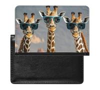 Tre giraffe che indossano occhiali da sole, porta passaporto, carta d'identità, custodia da viaggio, unisex, per adulti, impermeabile