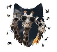 Tre giraffe che indossano occhiali da sole puzzle 175PCS testa di lupo design puzzle puzzle in legno puzzle per adulti famiglie