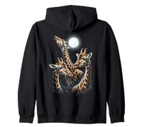 Tre Giraffe Che ululano alla Luna Felpa con Cappuccio