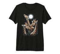 Tre Giraffe Che ululano alla Luna Maglietta Premium