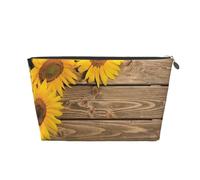 Tre Girasoli Su Legno, Borsa da toilette Borsa per trucco Borsa per cosmetici Borsa da toilette da viaggio portatile