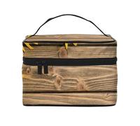 Tre girasoli su legnoBorsa per il trucco, borsa cosmetica portatile per donna - Organizer da viaggio per cosmetici, regalo per momenti speciali