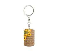 Tre girasoli su supporto chiave di stampa di legno per l'organizzatore chiave compatto per la catena chiave, portachiavi per le catene chiave dell'automobile, bianco, Taglia unica