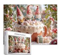 Tre gnomi di Natale 1000 pezzi puzzle per adulti gigante tazza di cioccolata calda puzzle artistico puzzle colorato fai da te per la decorazione della casa regali puzzle famiglia perfetto per serate