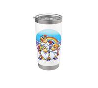 Tre gnomi hippie Gnomo della pace Arcobaleno LGBTQ orgoglio Bicchiere termico in acciaio inox doppia parete