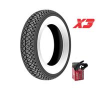Tre gomme pneumatici Kenda K333 fascia bianca 3.00-10 50J + Camera d'aria
