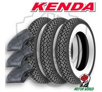 Tre gomme pneumatici Kenda K333 fascia bianca 3.00-10 50J Piaggio Vespa 125 ET3