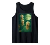 Tre Granny Moon 3 Vecchie Signore retrò Howling Maledetto Meme Canotta