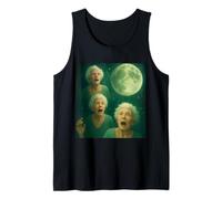 Tre Granny Moon 3 Vecchie Signore retrò Howling Maledetto Meme Canotta