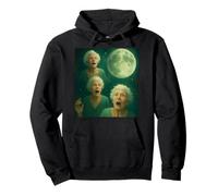 Tre Granny Moon 3 Vecchie Signore retrò Howling Maledetto Meme Felpa con Cappuccio
