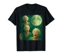 Tre Granny Moon 3 Vecchie Signore retrò Howling Maledetto Meme Maglietta