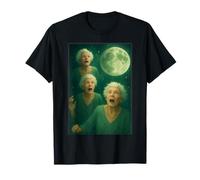 Tre Granny Moon 3 Vecchie Signore retrò Howling Maledetto Meme Maglietta