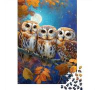 Tre Gufi Notte nella Foresta Puzzle 1000 Pezzi Puzzle per Adulti Carta Gioco di Puzzle 1000 Pezzi Relax Concentrazione Famiglia Arredo Regalo 70x50cm/1000pcs