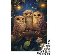 Tre Gufi Notte nella Foresta Puzzle 1000 Pezzi Puzzle per Adulti Puzzle di Carta Relax Concentrazione Decorazione Famiglia Regalo 38x26cm/1000pcs
