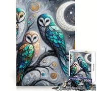 Tre gufi sotto la luna Puzzle da 1000 pezzi per ragazzi Puzzle Gioco stimolante Semplice Divertente Taglio Preciso Babbo Natale Desiderio Scegli 38x26cm
