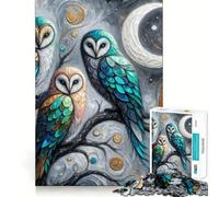 Tre gufi sotto la luna Puzzle da 1000 pezzi per ragazzi Puzzle Gioco stimolante Semplice Divertente Taglio Preciso Babbo Natale Desiderio Scegli 38x26cm